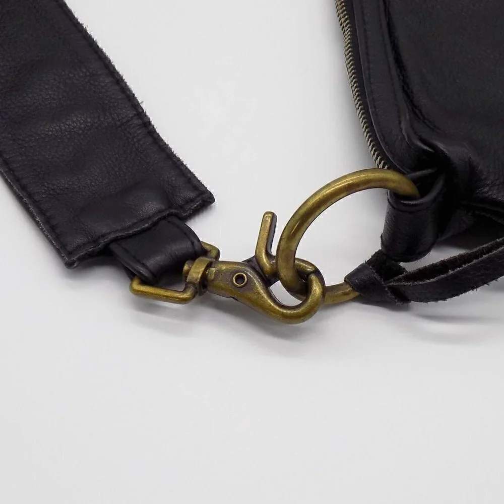 Boho Shoulder Bag Black Leather Studded Guitar Shoulder Strap Not Branded - Picture 7 of 10